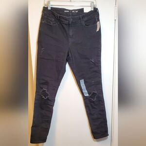 Size 6 Old Navy Mid-Rise Pop Icon Skinny Women's Black Distressed Jeans NWT